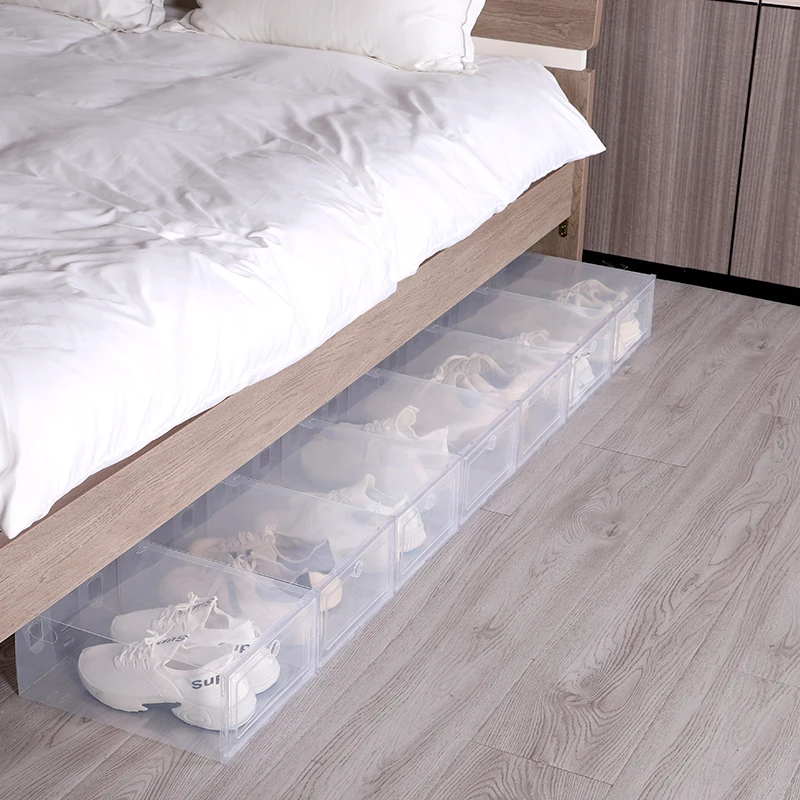 NEW Clear Fold Plastic Shoes Case Thickened Transparent Shoes Box Storage Door Home Closet Shoes Organizer Case Shelf Stack