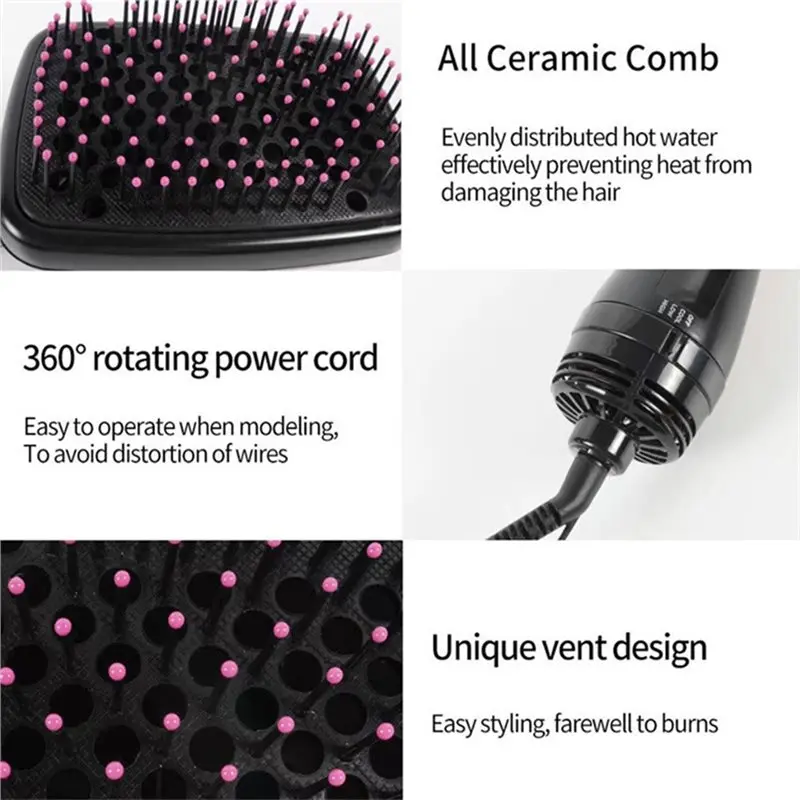 [NEW!A67Z】 Hot Air Com Dryer Brush Negative Hair Styler EU Plug