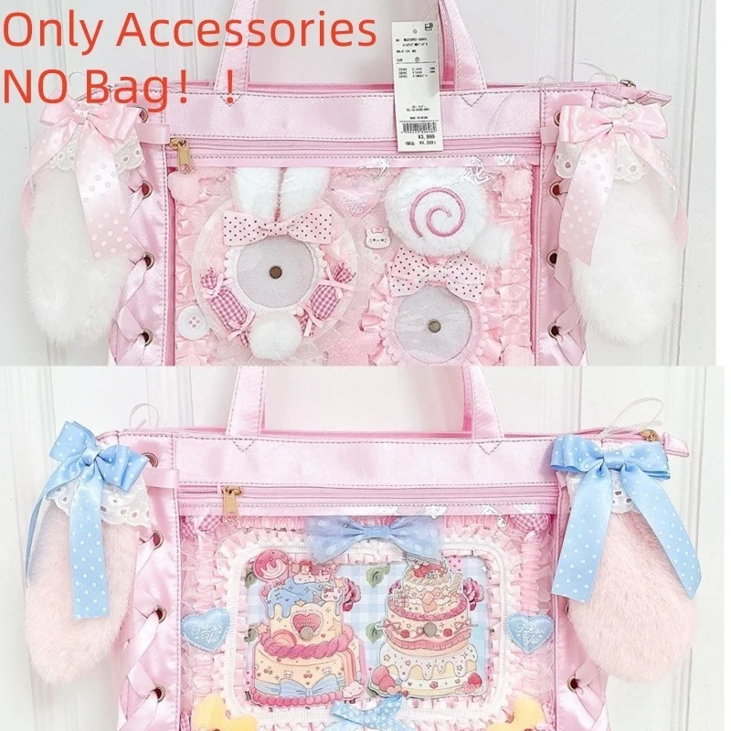 

Kawaii плюшевые уши Y2k Itabag аксессуары лента банты сращенный японский рюкзак орнамент кнопка дизайн боли сумка украшения подарки