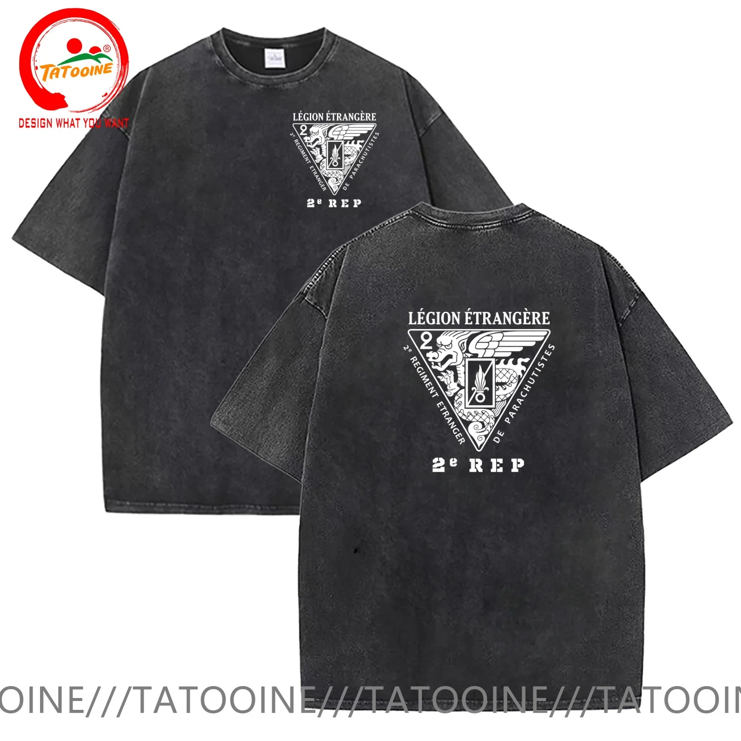 

Vintage Washed Cotton T-Shirt legion-etrangere-paratrooper-french black T Shirt for Men Fashion Trendy Casual Clothing