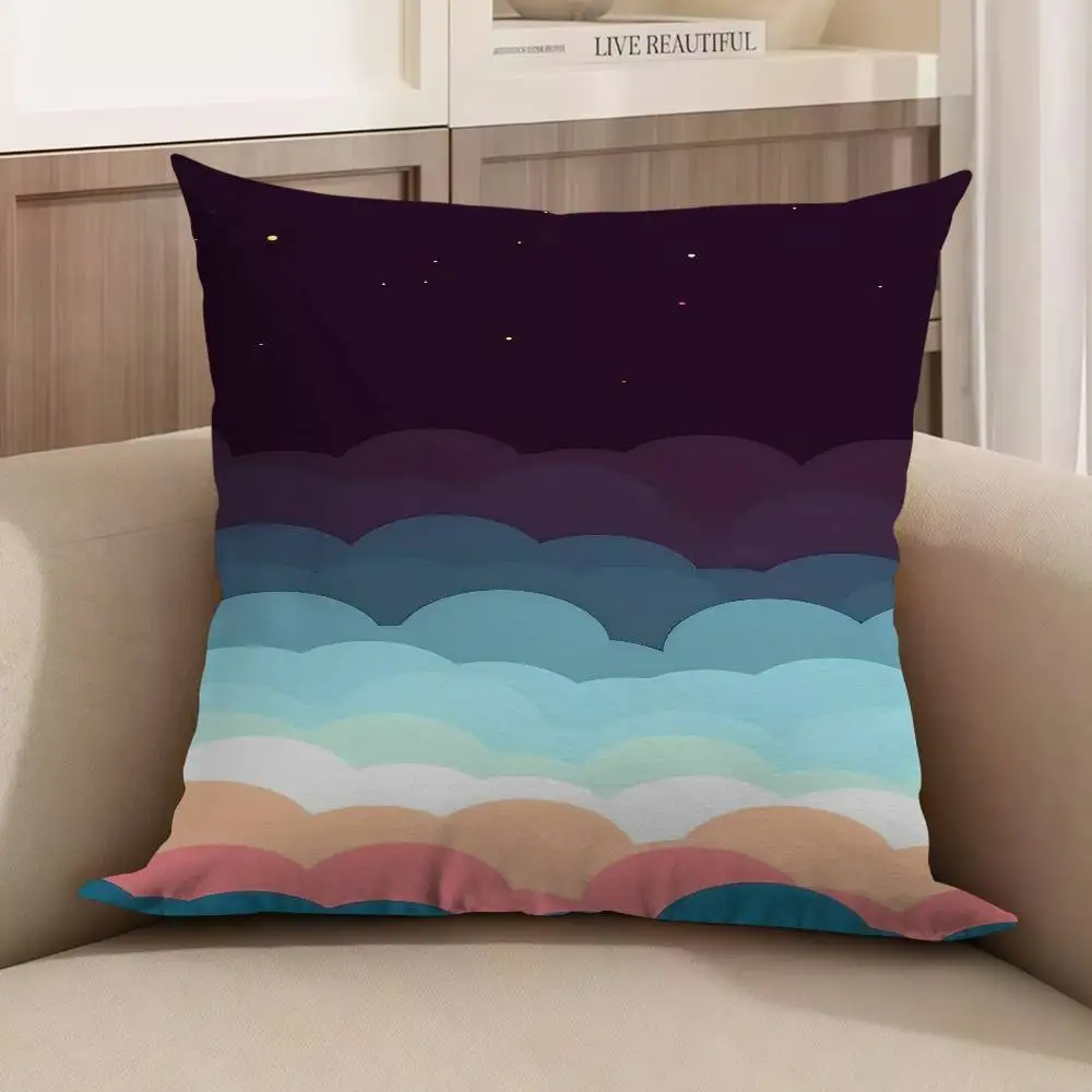 

Gradient Cloudy Night Stitch Lucky Dragon Pillow Cover Sofa Cushion Cover Home Room Decoration Children Gift