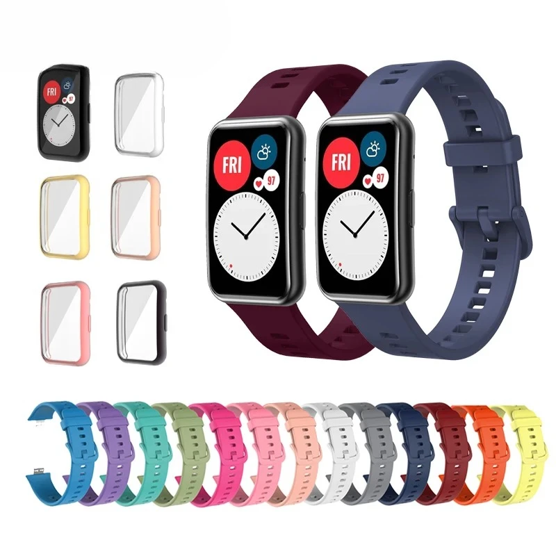 Strap / Case Sports Soft Silicone Band for Huawei watch Fit / Fit new / Fit se / Fit special edition Wristband
