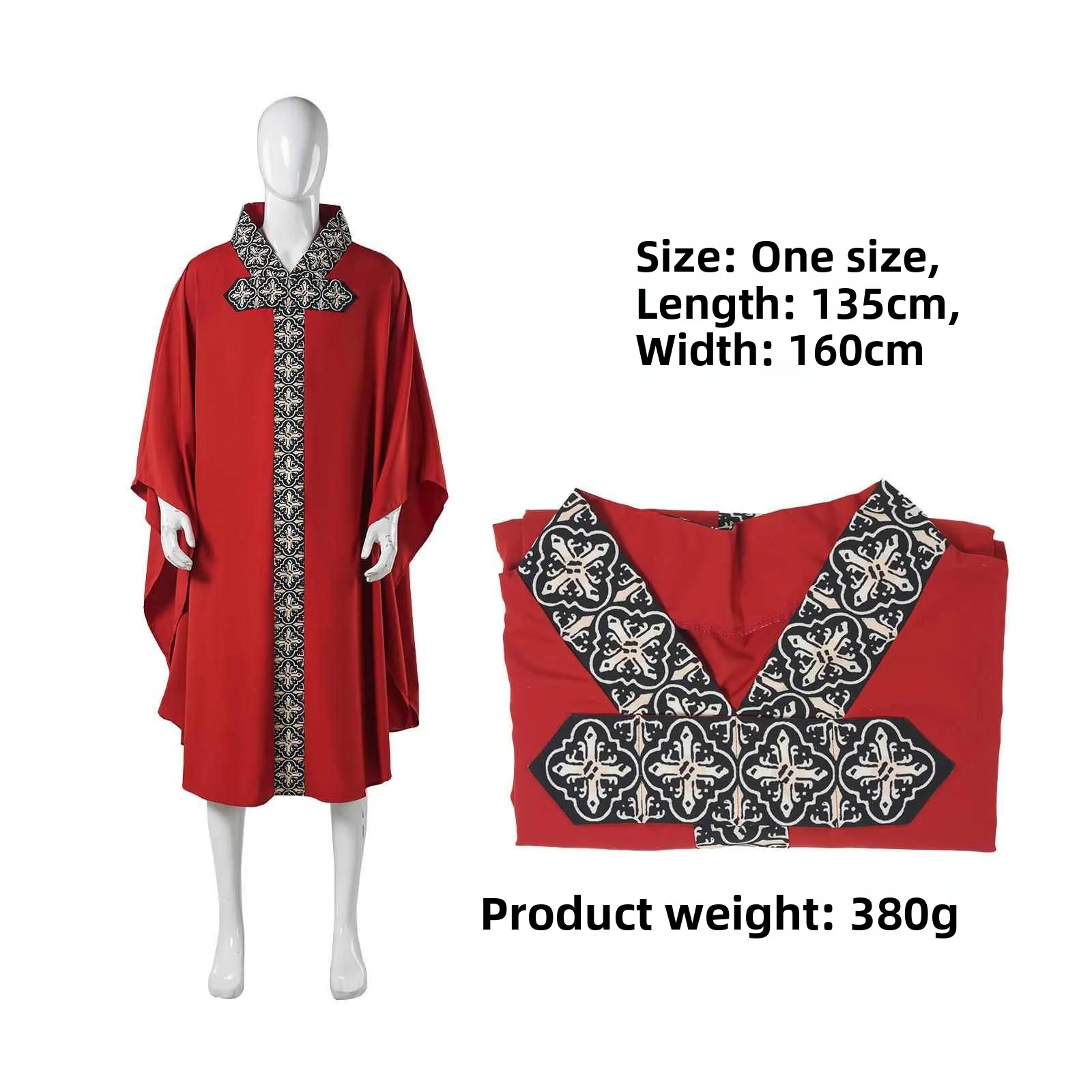 

Medieval Robe Pure Color Long Coat Stage Performance Suit Patchwork Priest Prayer Clothes Women's Ethnic Costume T Top