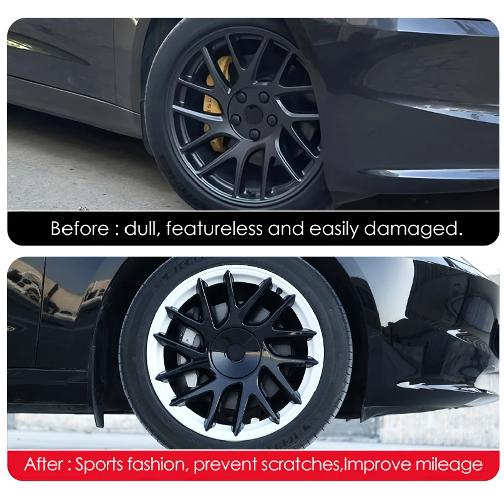4 قطعة غطاء عجلة لطراز تسلا الجديد 3 هايلاند 2025 الأداء 18 بوصة HubCap استبدال السيارات غطاء حافة كاملة الملحقات