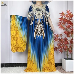 2024 New Dubai Lady Party Dress Summer Short Sleeve Floral Cotton Loose Robe Woman Elegant Maxi African Islam Traditional Abaya