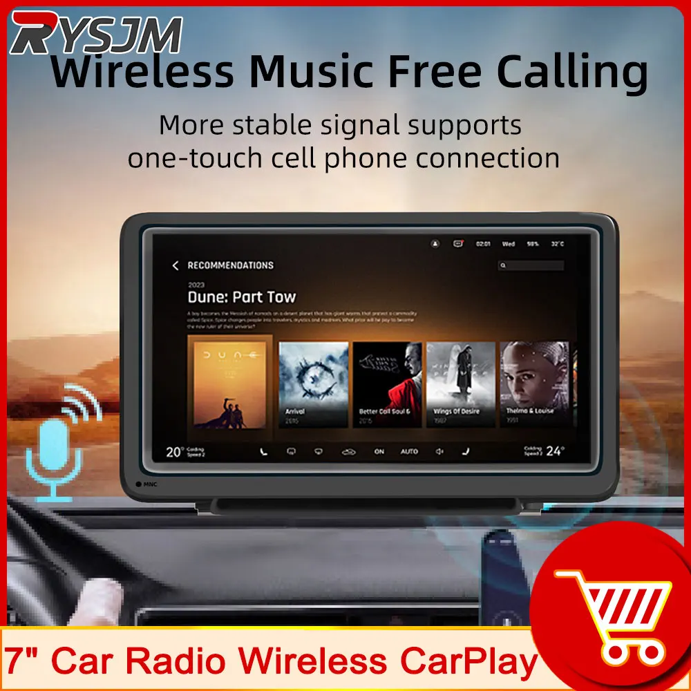 

Car Radio Wireless CarPlay Android Auto Multimedia Video Player 7" Portable Screen FM Transmission car stereo Bluetooth-compatib