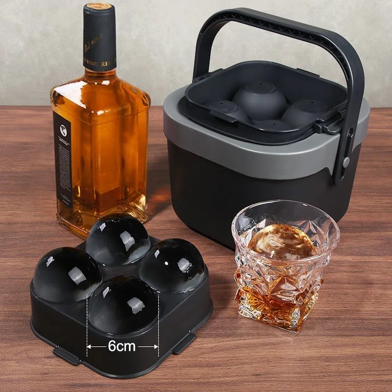 4 Large Balls Clear Ice Cube Maker Ice Tray Bartender-Quality Ice Mold Easy-to-Remove Sphere Silicone Mold Kitchen Gadgets