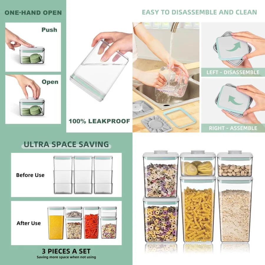 

Airtight Food Storage Container s with Lids Pop Containers for Kitchen Pantry Organization BPA-Free Stackable Kitchen Storage C
