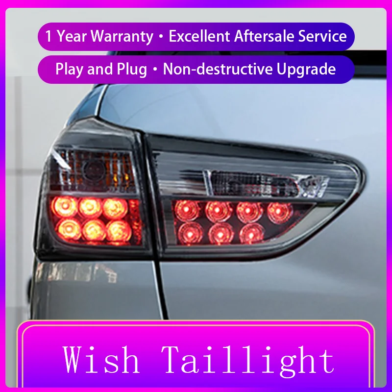 A Pair of Car Styling For Toyota WISH 2009-2015 Rear Light DRL Tail Lamp LED Brake Turn Signal Taillights Automatic Accessories