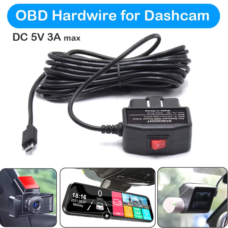 

Dash Cam 24H Parking Monitoring Hardwire Kit Charger Buck Line OBD To USB Adapter Cable For Dashcam Mirror CarPlay Monitor DVR