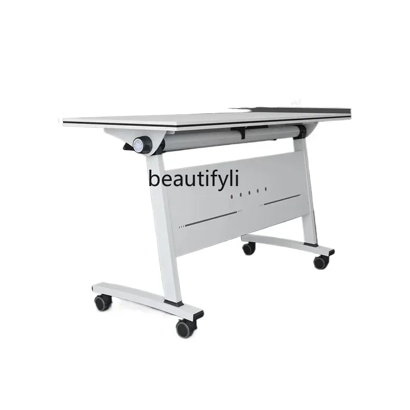 Conference table can be spliced folding training table and chairs can be moved combination desk with wheels strip table