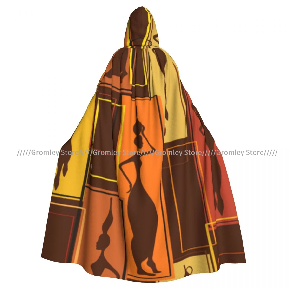 Unisex Halloween Cloak African Women With Vases Cape Hooded Medieval Costume Witch Wicca Vampire