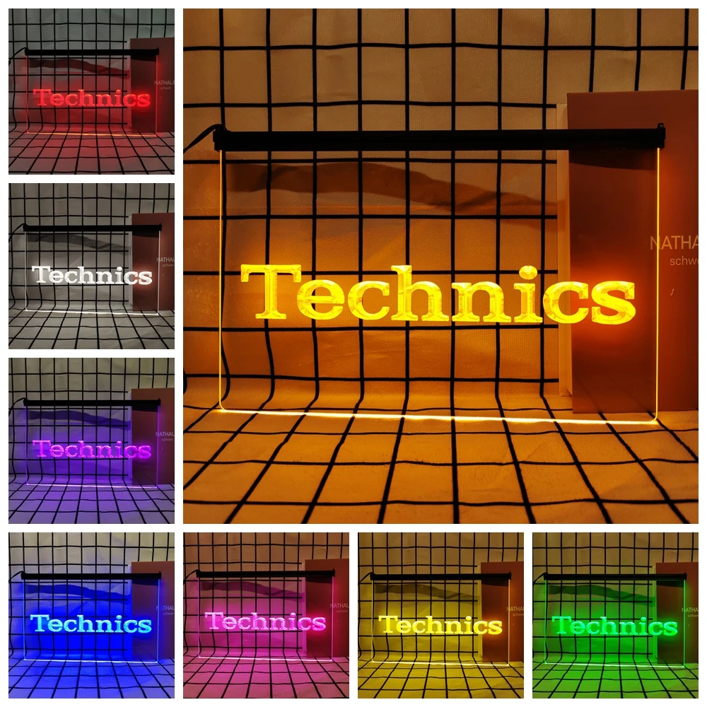 Technics Turntables DJ Music Retro LED Neon Sign Home Decor with Vintage Plaques and Posters for Room Office Farmhouse