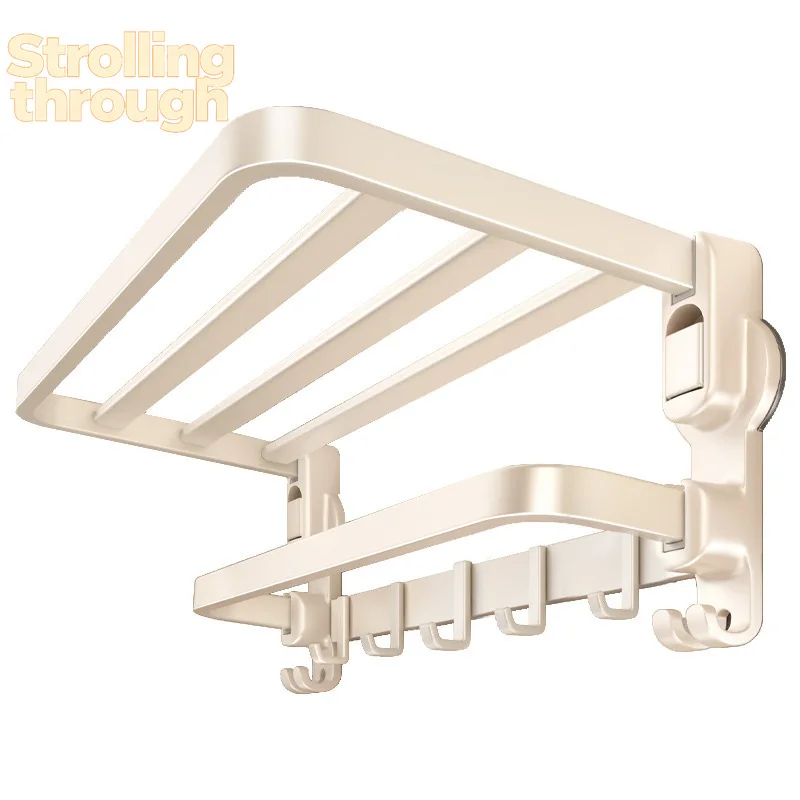 

Держатель для полотенец на присосках, безпробивная вешалка для полотенец в ванную, полка для ванной, интегрированный крючок для хранения в туалете, подвесная штанга