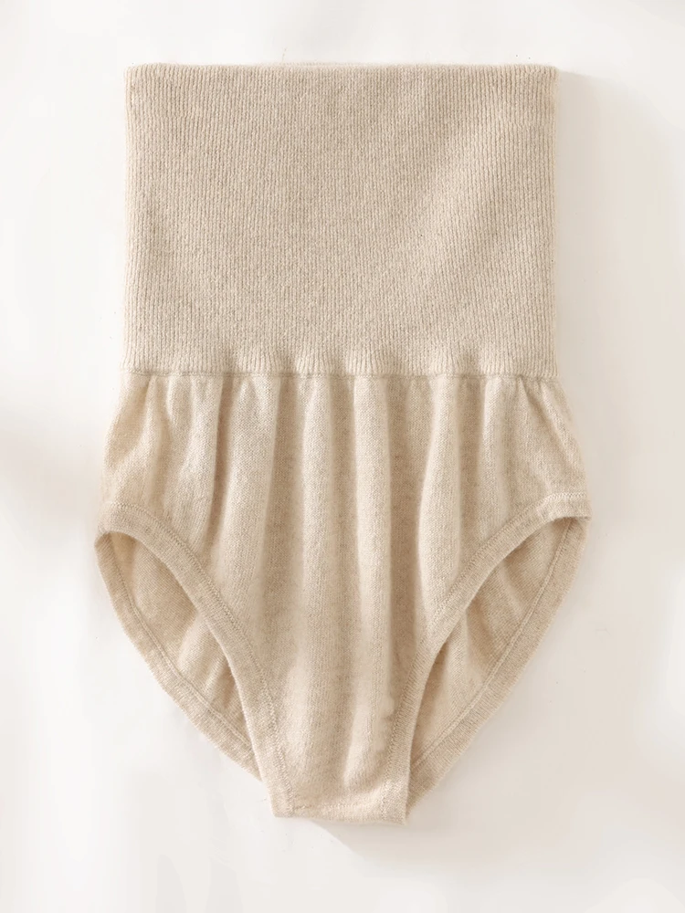 Autumn Winter Shorts Women's High Waisted Triangular Shorts 100% Cashmere Sweater Warm Elastic Waist Double-Layer Shorts Knitted