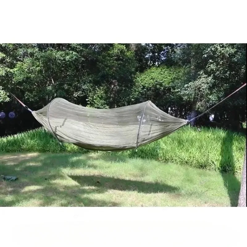 Hammock Outdoor camping Double anti-rollover parachute cloth pole anti-mosquito hammock