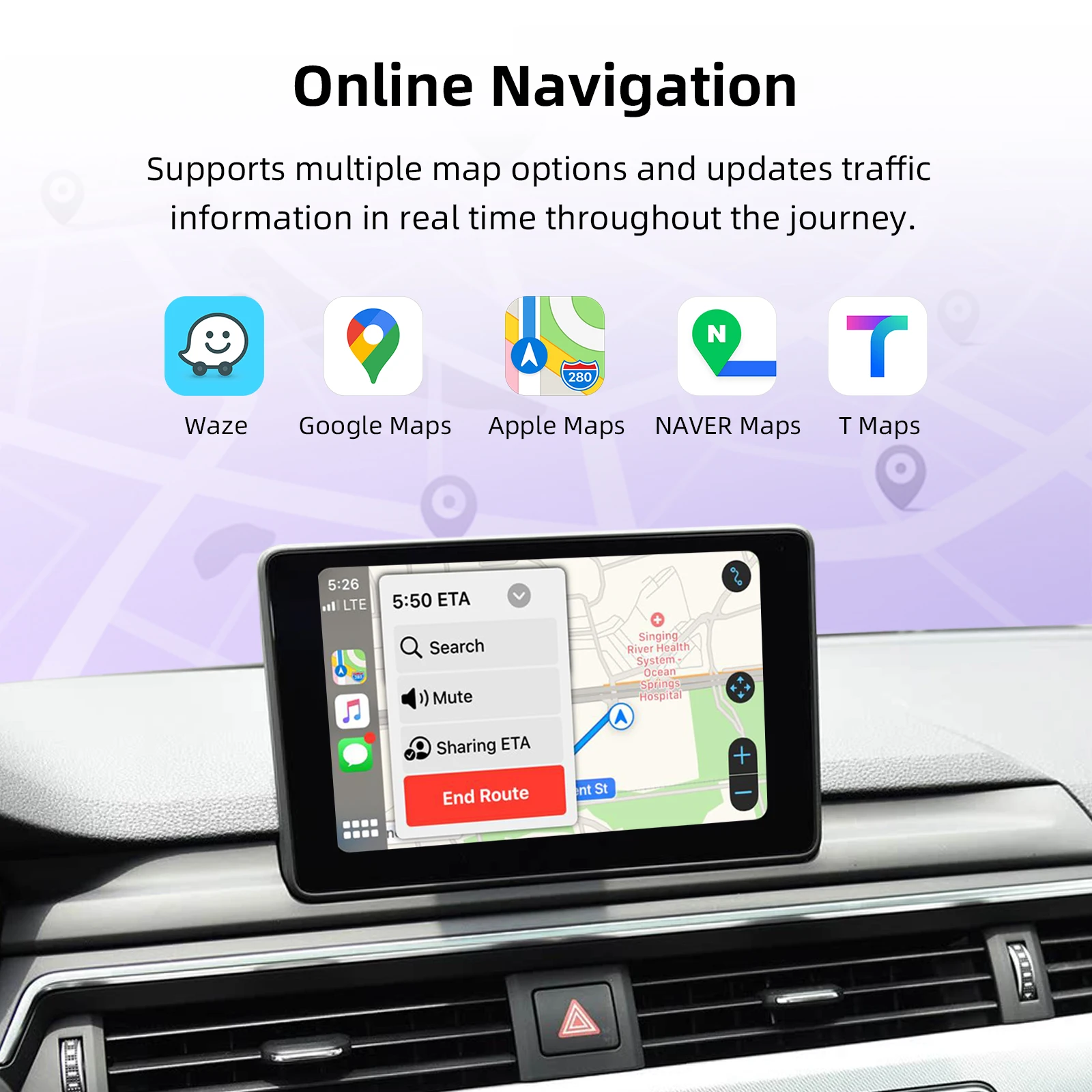 صندوق فك ترميز التحديثية التلقائي CarPlay Android اللاسلكي لأودي A4 A5 Q2L Q5L Q7 2014-2022 نظام MIB شاشة 7/ 8.8 بوصة ترقية OEM