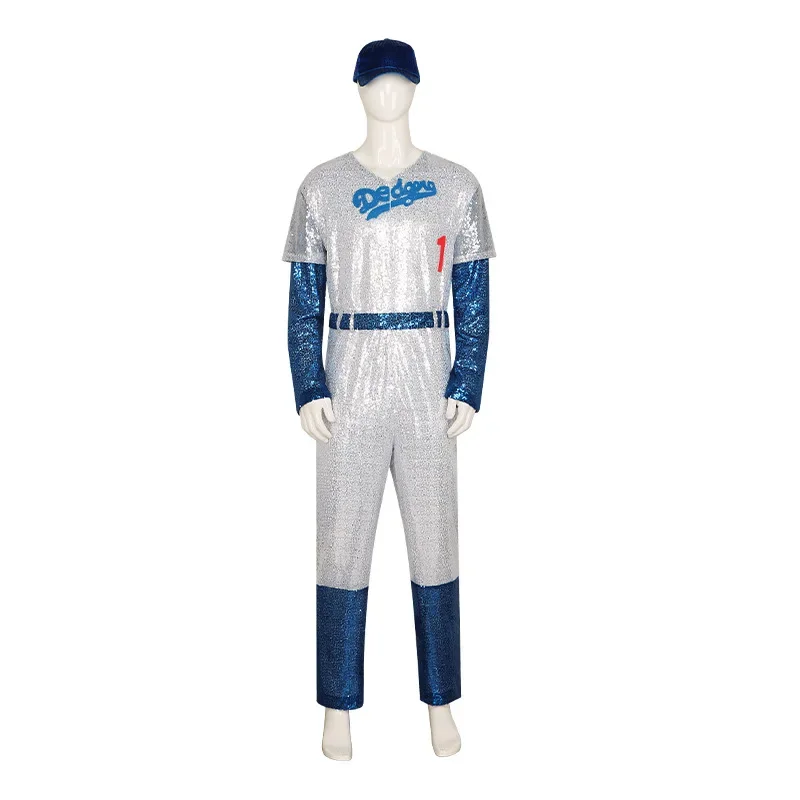 Rocketman Elton John Dodgers Costume for Deluxe Men Baseball Uniform Cosplay Costume Halloween Carnival Suit