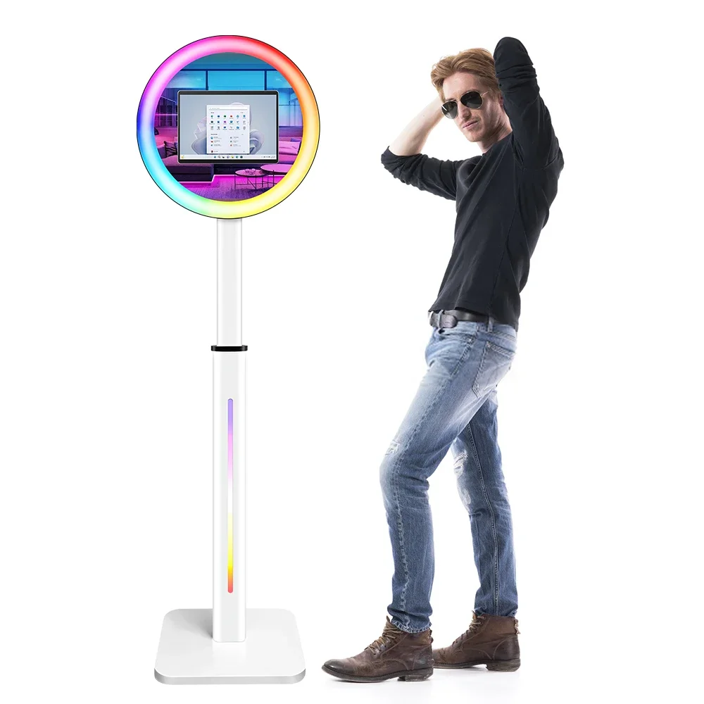 LED Ring light Booth Portable Floor Stand Photo Booth Kiosk Station For 12.3''windows surface pro Photo Booth