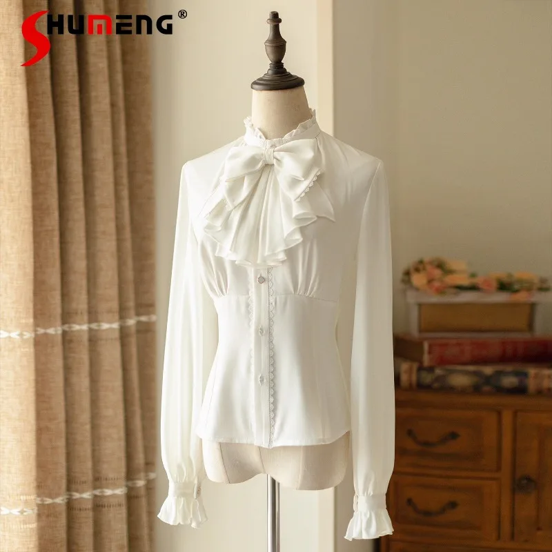 

New Japanese Original Retro Elegant French Classical Inner Wear Lolita Shirt Single-breasted Blusas Femininas Elegantes Blouse