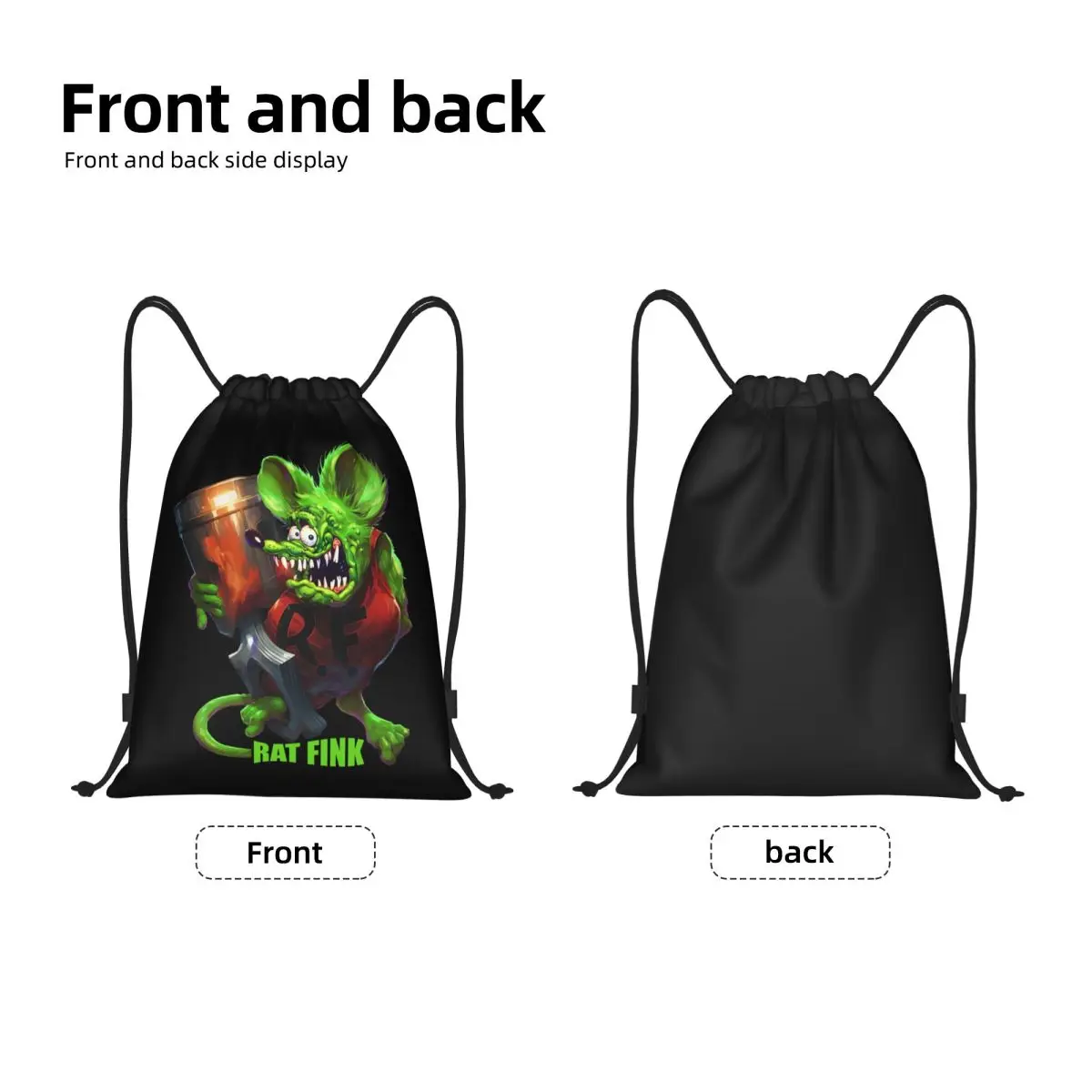 Funny Rat Fink Animation Anime Cartoon Drawstring Bag Women Men Portable Gym Sports Sackpack Training Backpacks