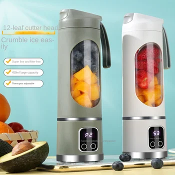 Máquina misturadora doméstica portátil liquidificador espremedor elétrico esmagado com 3 velocidades 450ml grande capacidade display digital copo de suco