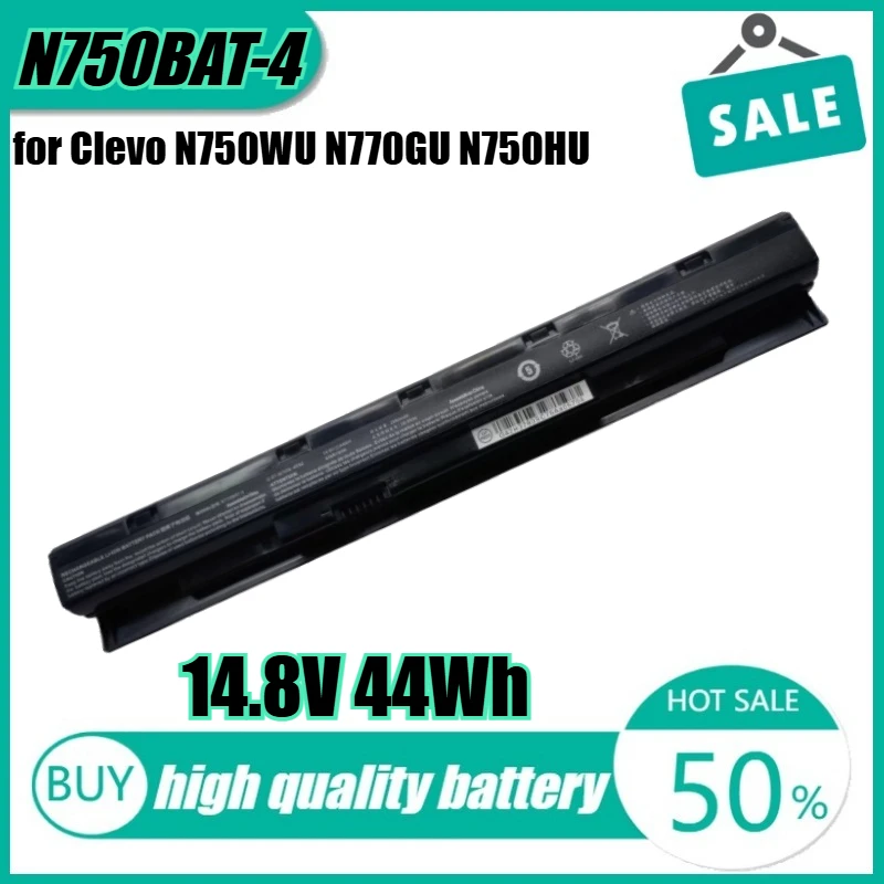 

14.8V 44Wh N750BAT-4 Laptop Battery for Clevo N750WU N770GU N750HU 4ICR19/66