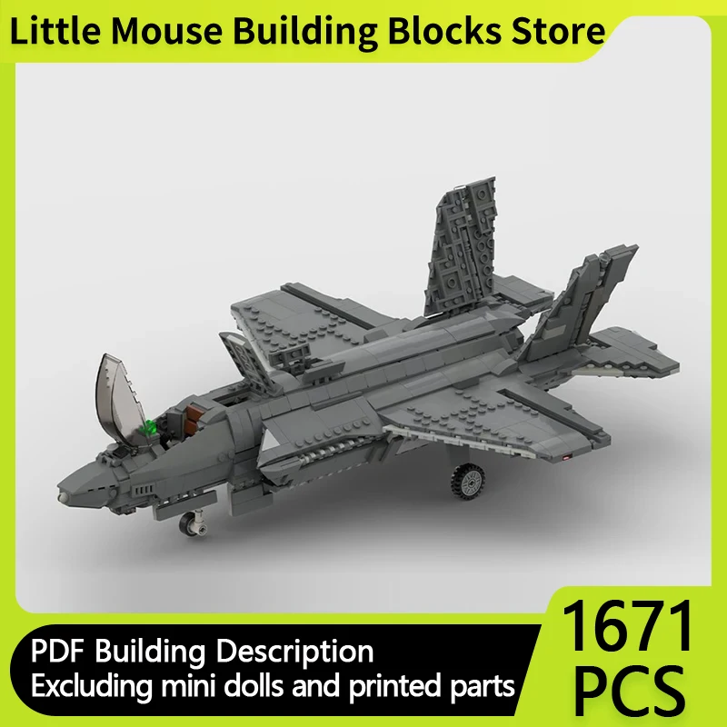 

Модель военного самолета MOC, строительные кирпичи F-35 B, сверхзвуковой истребитель, модульный технологический подарок, детские игрушки, костюм, праздничная сборка