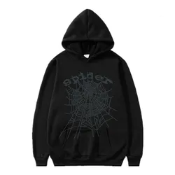 Spider Cobweb Rhinestone Hoodies Hip Hop Fashion Letter Y2k Aesthetics Sweatshirts Men Women Autumn Street Punk Oversized Hoodie