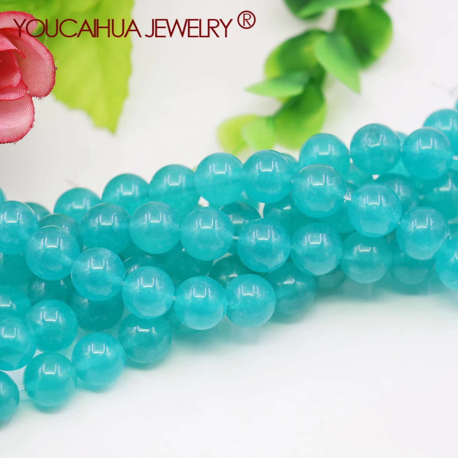 6/8/10/12mm Hot SkyBlue Quartz Chalcedony Stone Loose Round Beads Fitting DIY Jewelry Making Craft 15inch For Women Girls Gift