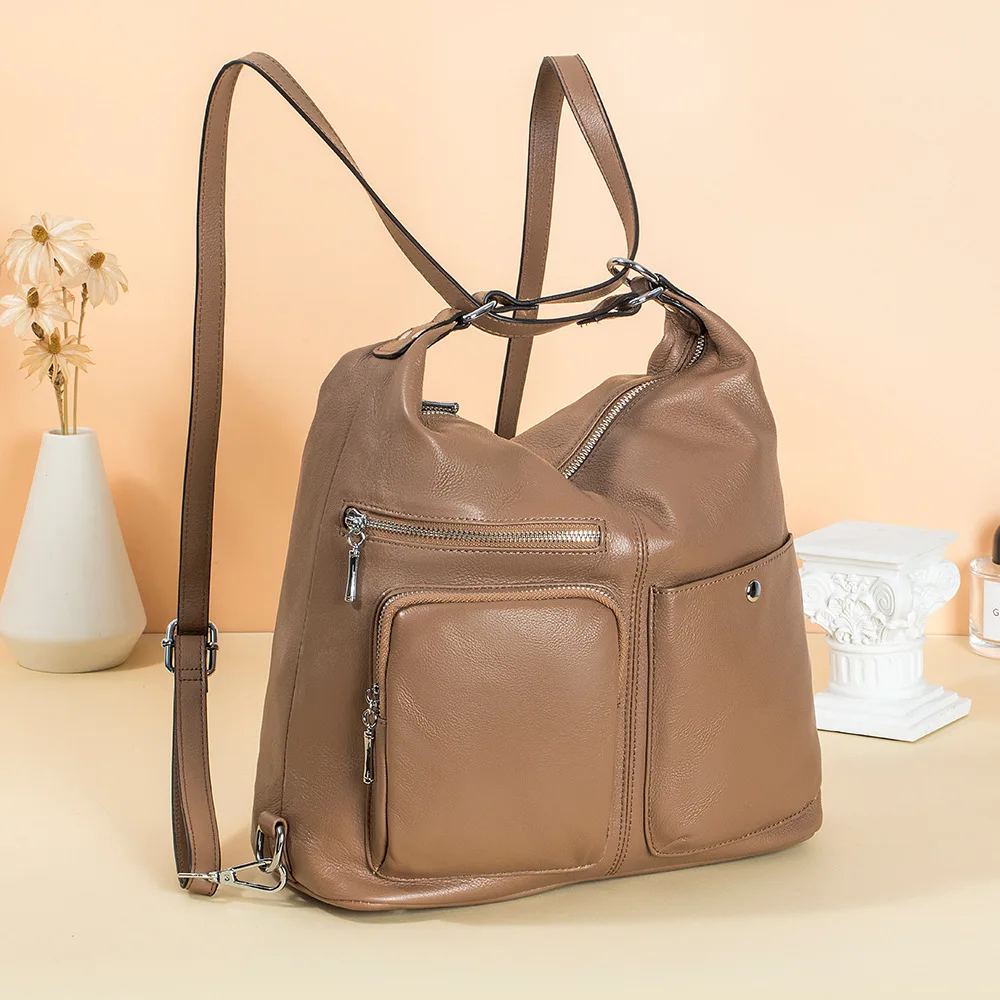 

Multipurpose Women's Bag Shoulder Backpack Fashion Genuine Leather Large Capacity Female Shoulder Crossbody Bag Daypacks