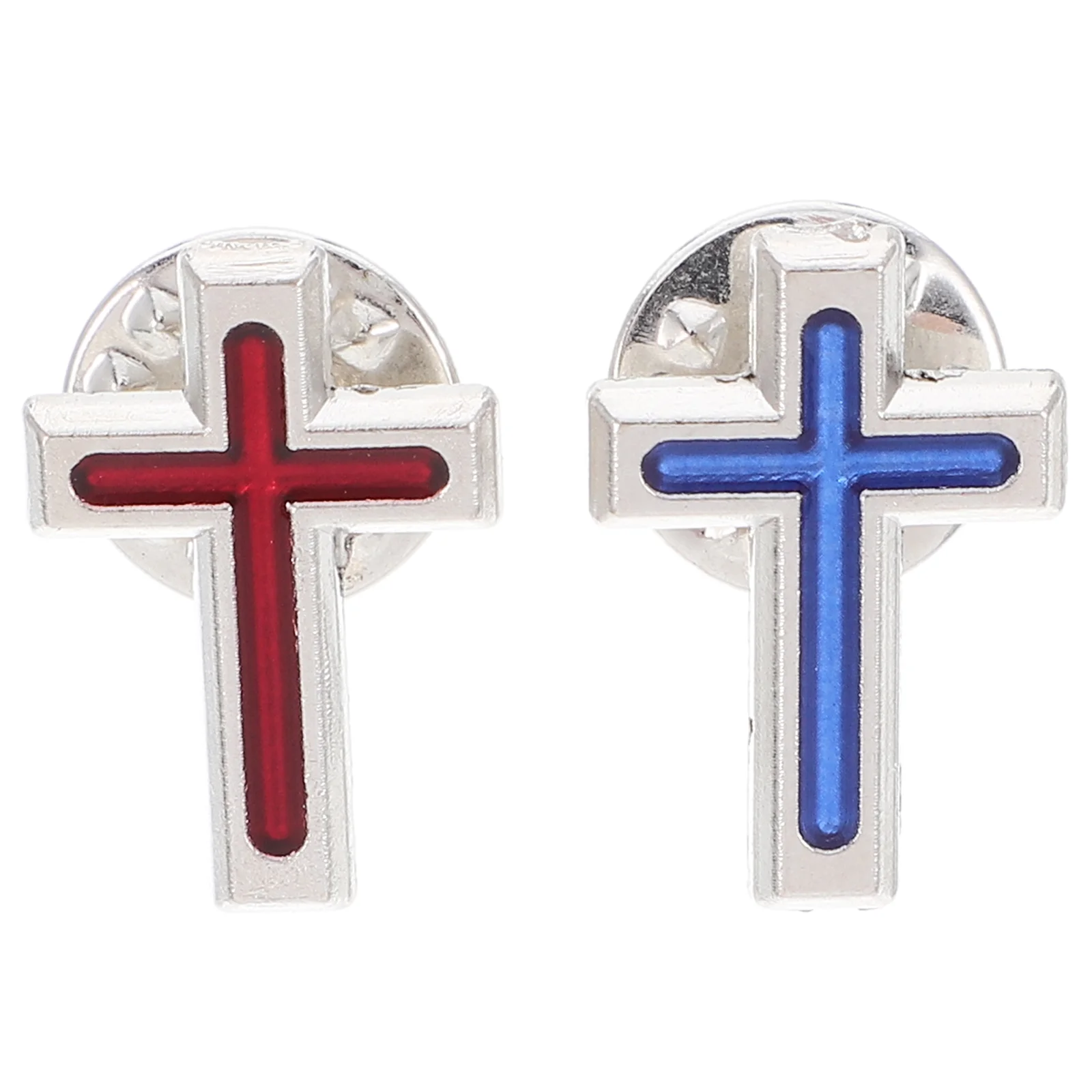 2 Pcs Chest Button Badge Chaplain Cross Brooch Clothing Christian Tie Pins for Men Zinc Alloy Portrait