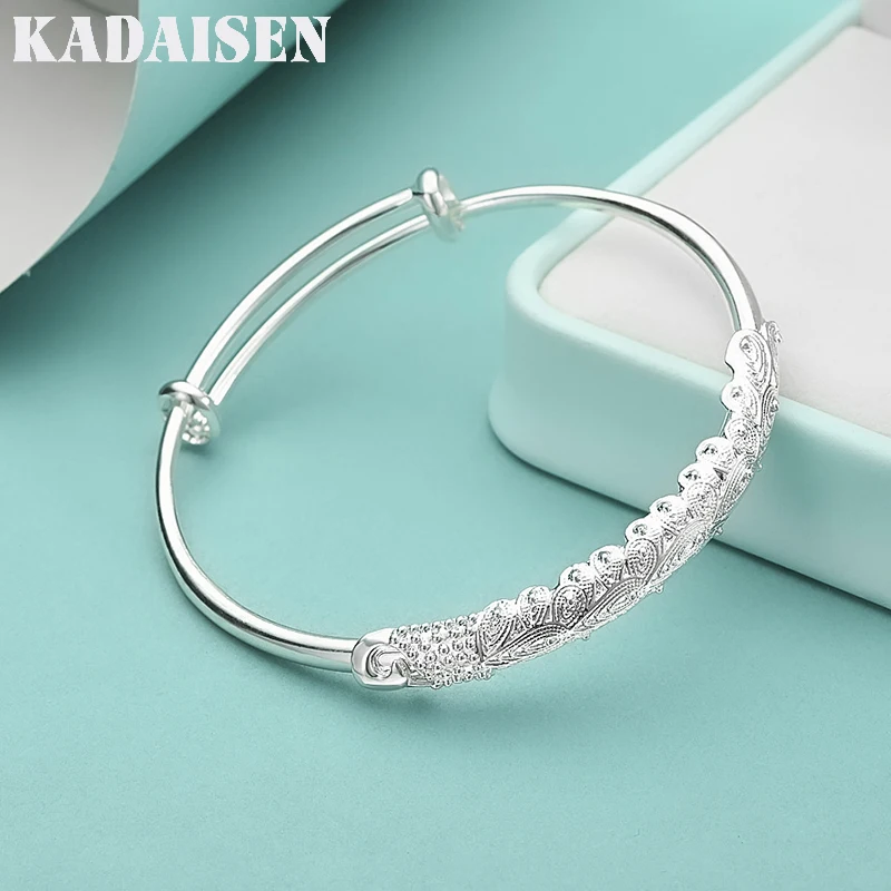 925 Sterling Silver Peacock Opening Screen Bracelet For Women Luxury Designer Texture Open Bracelets Party Original Jewelry Gift