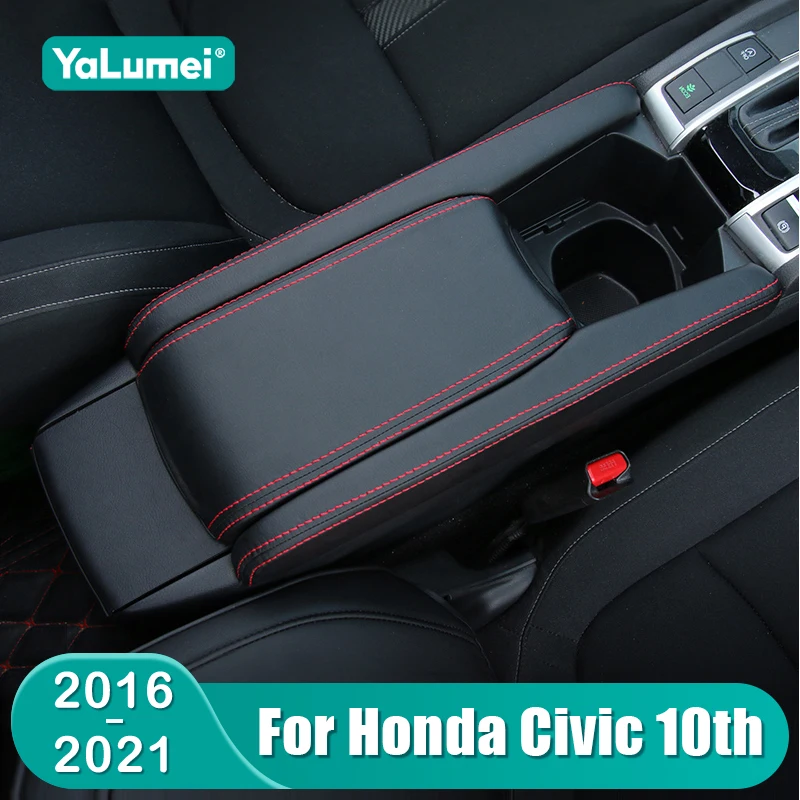 For Honda Civic 10th Gen 2016 2017 2018 2019 2020 2021 Civic X FC Car Center Console Armrest Box Cover Leather Trim Accessories