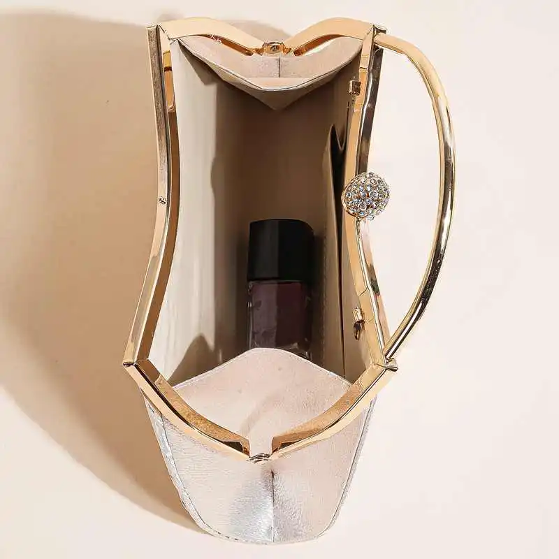 1 pc geraffte Abend tasche für Frauen, Top Ring Clutch Geldbörse, Strass Dekor Handtaschen für Hochzeit Abschluss ball Abendessen – Detail 24