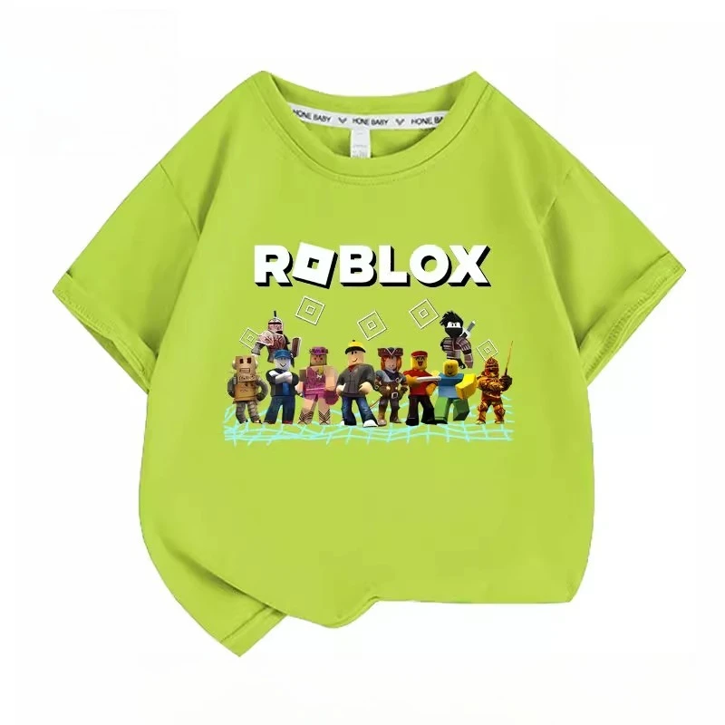 جديد Roblox الأطفال الصيف قصيرة الأكمام تي شيرت قاع قميص الفتيان والفتيات نصف كم بلايز مطبوعة قصيرة الأكمام