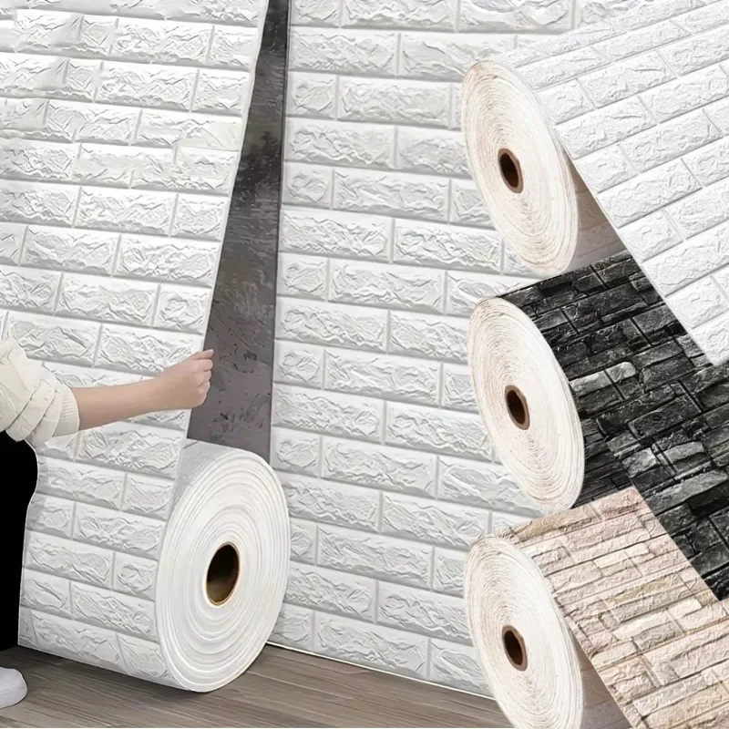 Retro Brick Wall Sticker 70cmx1m,3D Wallpaper,Self Adhesive Waterproof Anti-stain for Living Room Bedroom Kitchen Decoration