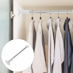 Black Curtain Rod Hanger Clothing Extendable Rail Bar Clothes Drying No Punching Wardrobe Tension White