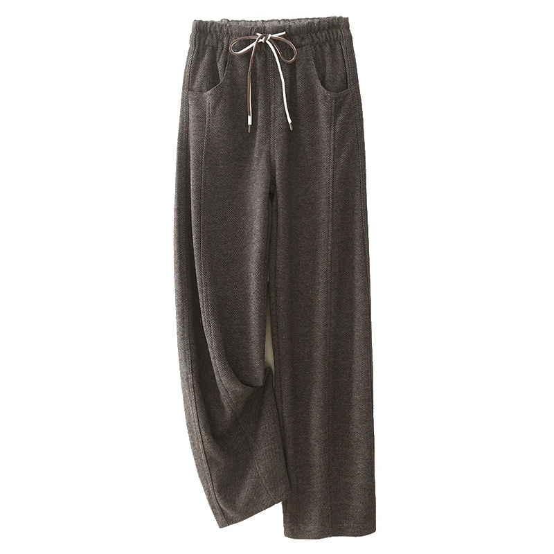 Thiened Warm Casual Pants for Women High Quali Faionable All-Match Long Trousers Autumn Winter Straight Leg Cotton Blend