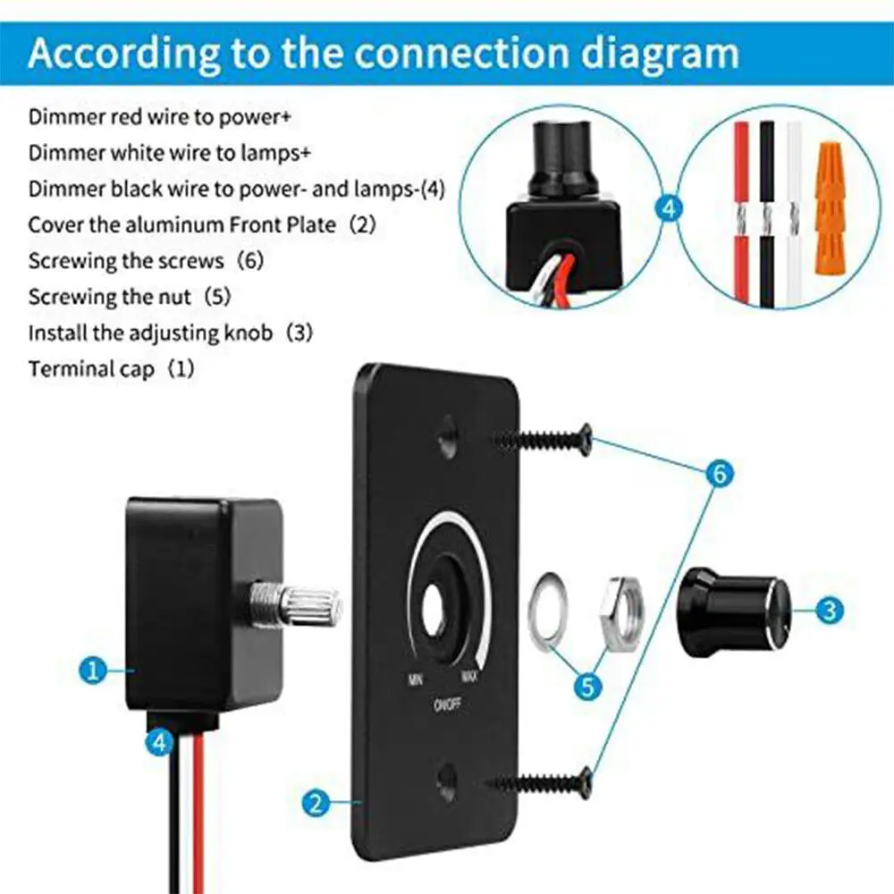 Interruptor de atenuación LED PWM para Campervan, autocaravana, coches, barco, RV, CC de 12V