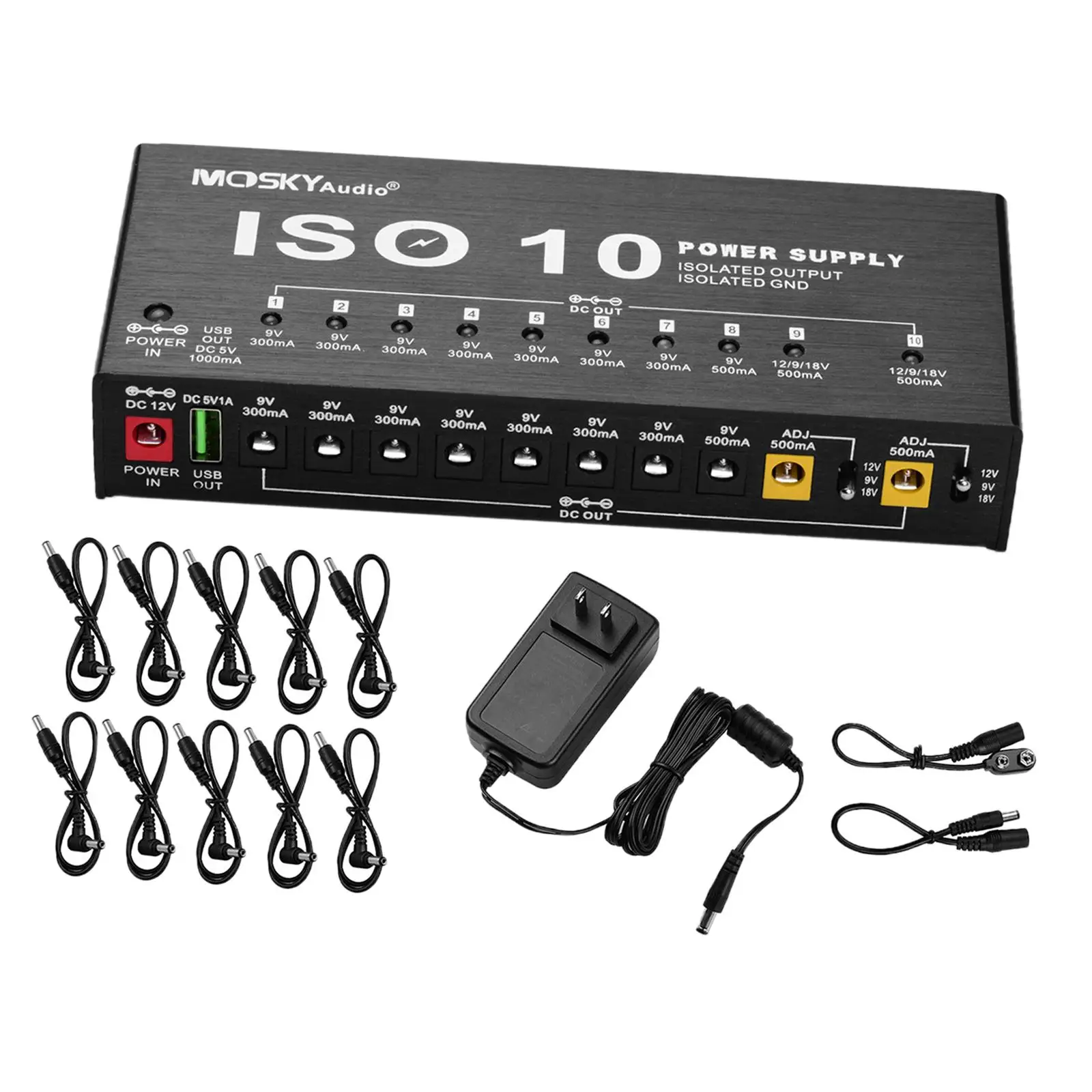 

Guitar Pedal Power Supply,Pedalboard Power Supply,Portable with USB Port,Effect Pedal Boards Power Supply,10 Isolated Outputs