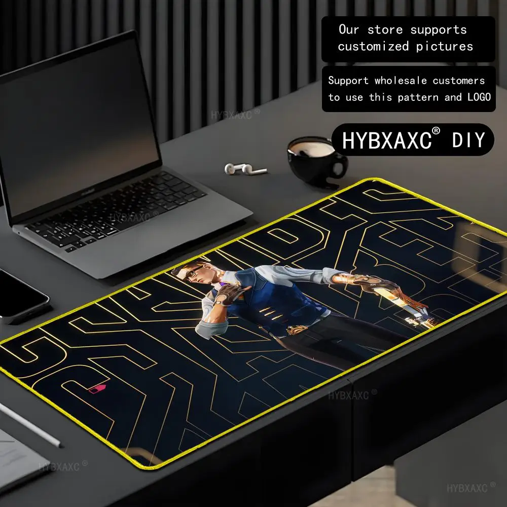 VALORANT Chamber Large Mouse Pad Gaming Mousepad PC Gamer Computer Office Mouse Mat XXL Yellow edge mouse pad Laptop Mausepad