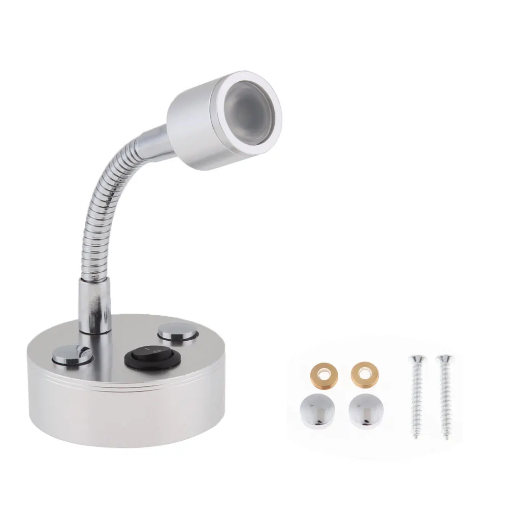 12V LED Reading Light Soft Tube Wall Surface Mount Lamp Metal Body for Marine Boat RV Home Hotel Bedside