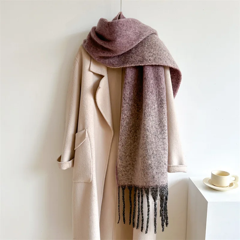 Gradient Scarves For Men Women Autumn Winter Warm Scarf New Soft Fashion Cashmere Tassel Long Shawl luxury Thickened Neckerchief