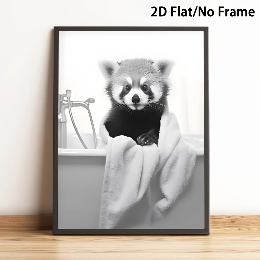 2D Flat, 2D Flat, 1pc, Frameless, Red Panda Robe, Red Panda Print, Red Panda Artwork, Red Panda Poster, Fun Red Panda, Bathro
