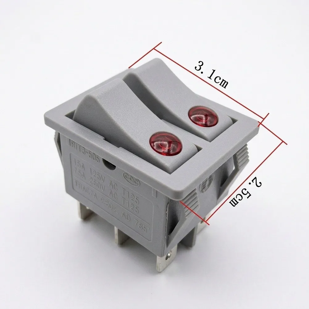 5Pc 250V 16A Push-Button Rocker Switch For Oil Heater, 6-Pin Power On/Off Button For Home Appliances And Industrial Equipment
