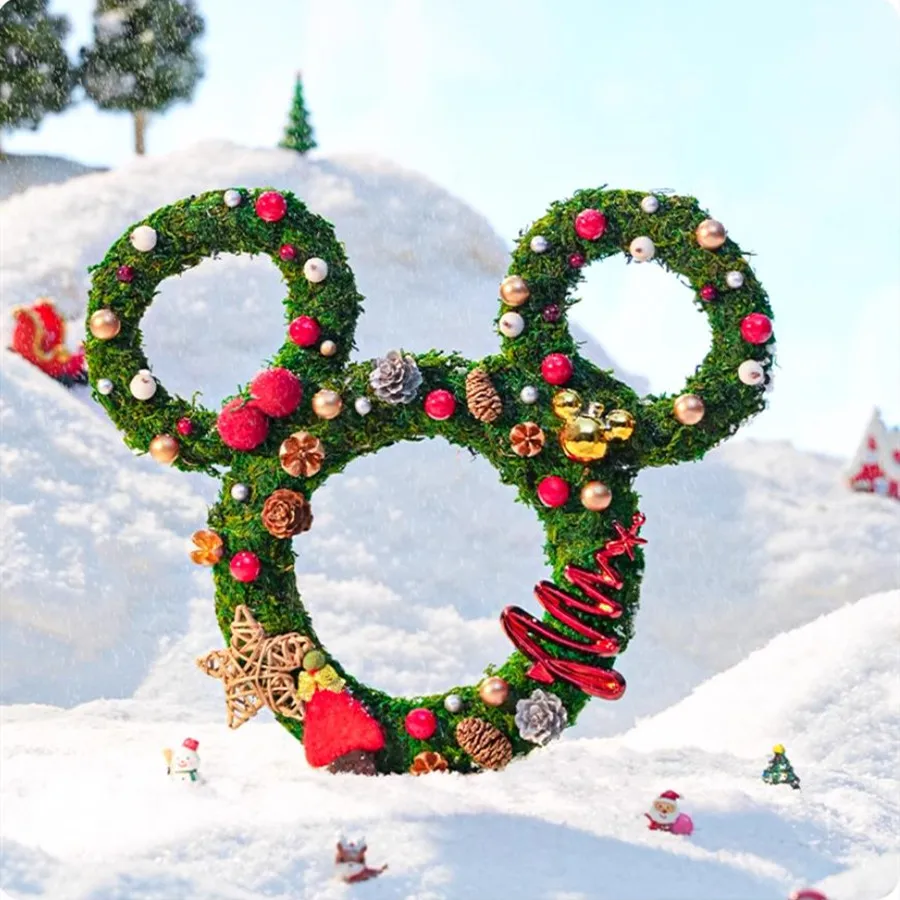 

Официальный рождественский венок Disney с Микки Маусом и мохом — креативный праздничный декор и подарок