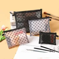 Bolsas de cosméticos transparentes de malla para mujer, bolsa de maquillaje negra pequeña y grande, organizador de artículos de tocador de viaje, bolsa de almacenamiento de lápiz labial, estuche para lápices, 1 ud.