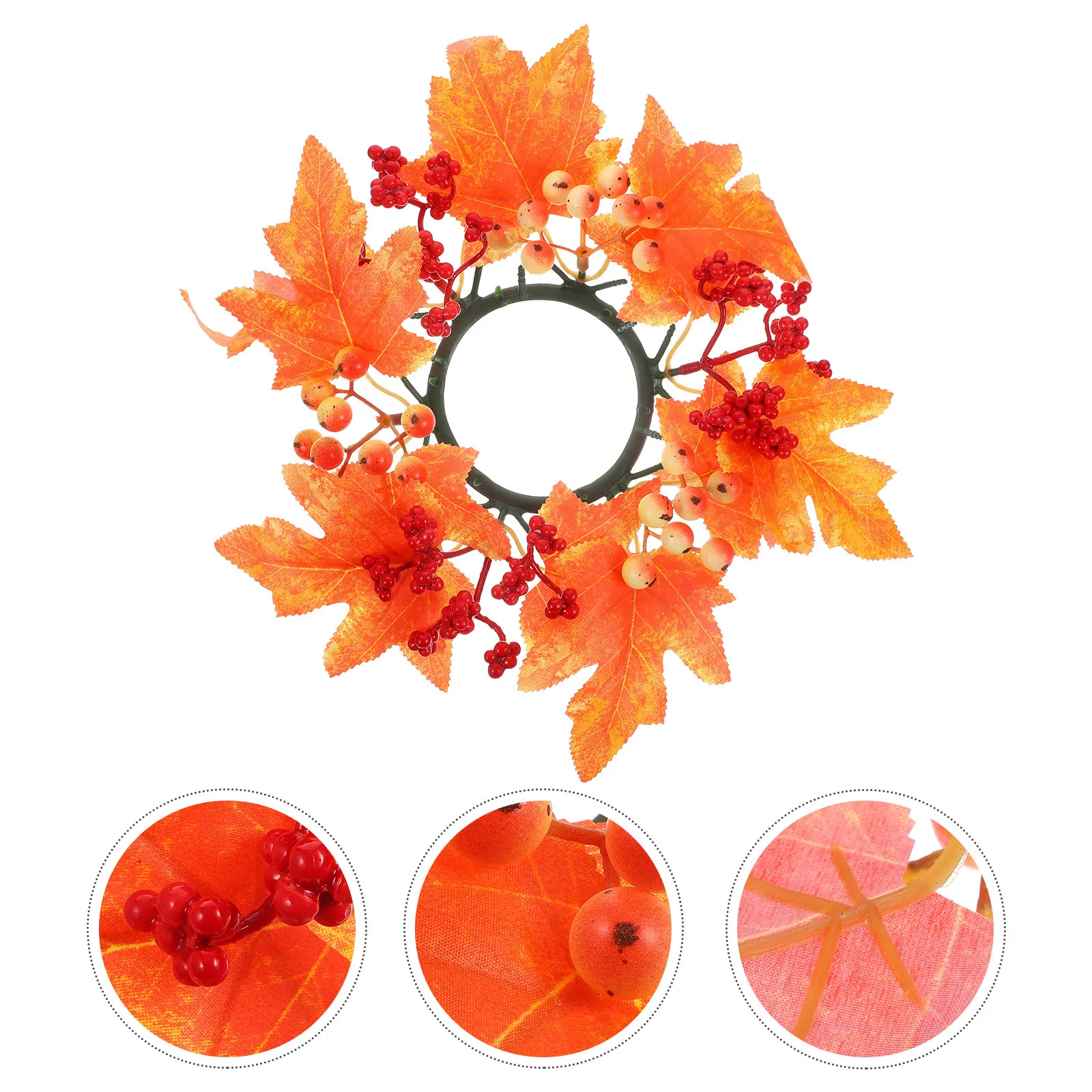 

Fall Ring Wreath with Vivid Artificial Leaves for Pillar Candles Thanksgiving Decor Indoor Wall Garland Tabletop Wreath