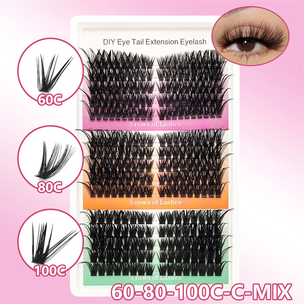 15-Line Soft Segmented Eyelashes C/D DIY Mixed Thick Natural Looking Eyelashes for Volume Makeup